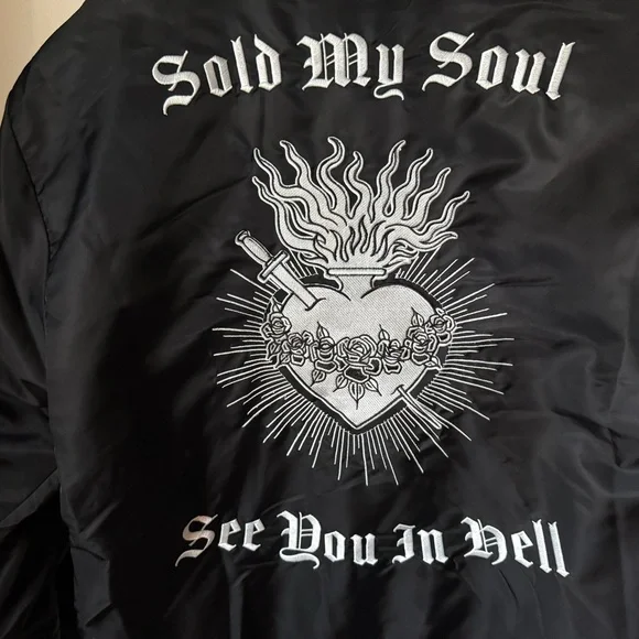 Black Graphic Bomber Jacket - Picture 5 of 10